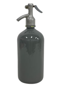 VINTAGE GRAY ENAMELED SODA SIPHON BOTTLE 12"
