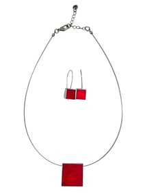 MIX CULTURE RED/PURPLE WIRE NECKLACE & EARRINGS