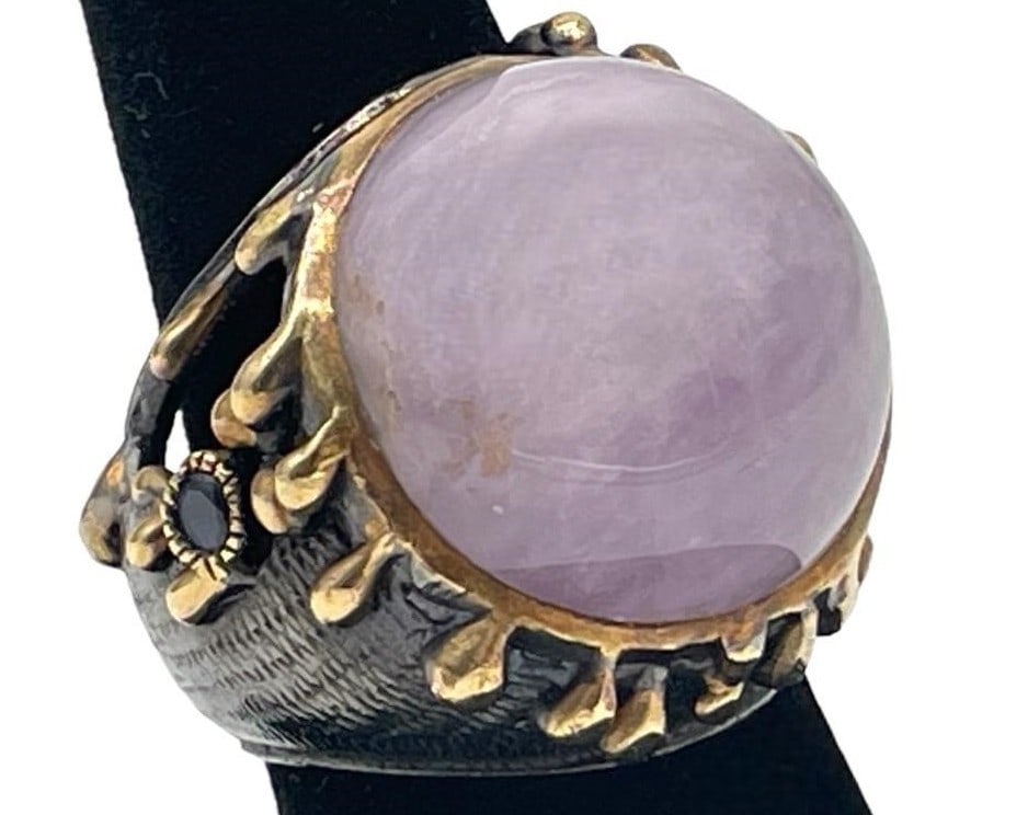 STERLING SILVER AND ROSE QUARTZ RING SZ 7 (1 of 6)