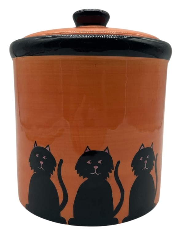 VINTAGE HAND-PAINTED CERAMIC COOKIE JAR 8" (1 of 6)