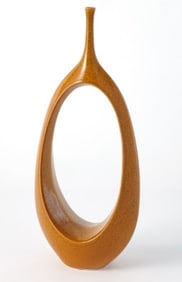 MODERN OPEN OVAL RING CERAMIC VASE 22"