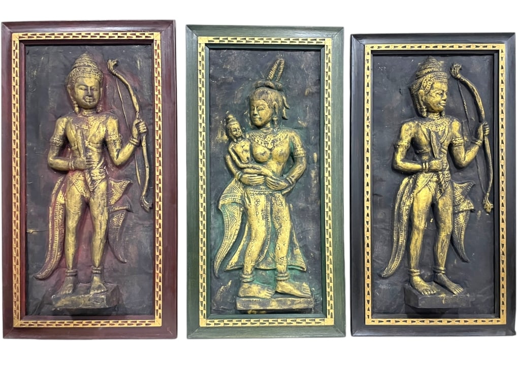3 ANGKOR WAT STYLE WALL PLAQUES 35.5" (1 of 10)