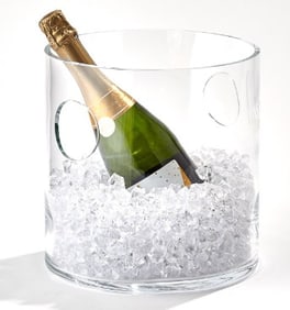 MODERN ROUND GLASS ICE BUCKET WINE COOLER 10"
