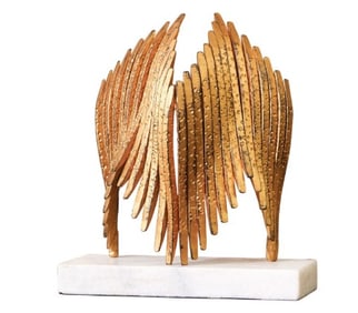 ICARUS MODERN WINGED IRON SCULPTURE 12.75"