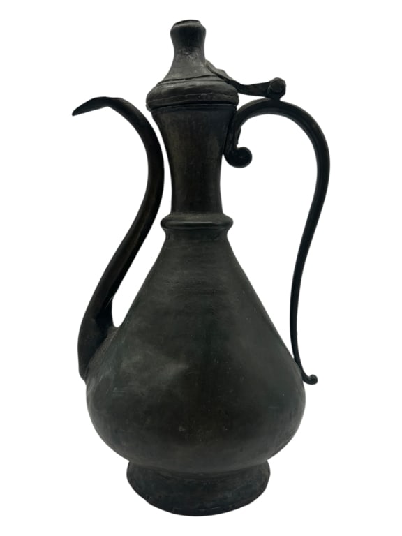 ANTIQUE MIDDLE EASTERN HAND-FORGED COPPER EWER 14" (1 of 5)