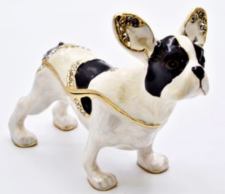 Black & White Boston Terrier Dog Trinket Box