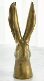MATTE GOLD CERAMIC RABBIT SCULPTURE MED 19.5"