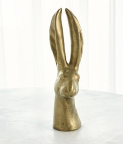 MATTE GOLD CERAMIC RABBIT SCULPTURE 19.5"