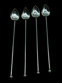 SET OF 4 STERLING SILVER ICED TEA SPOONS