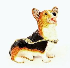 Corgie Dog Trinket Box. Hand Painted Trinket Box