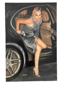 RON LESSER A BULLET FOR CHARLIE PAINTING 24"