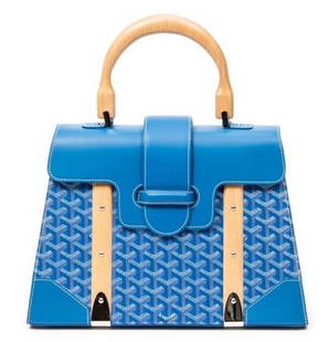 GOYARD SAIGON MM BLUE COATED CANVAS HANDBAG: GOYARD SAIGON MM BLUE COATED CANVAS HANDBAG – AA CONDITION W/ DUSTBAG -A RARE AND REFINED TREASURE FROM THE STORIED HOUSE OF GOYARD, THIS SAIGON MM HANDBAG IS A TRUE COLLECTOR’S PIECE. INSTANTLY R