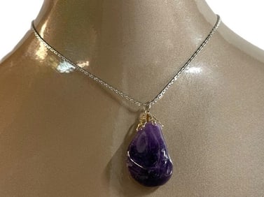 AMETHYST PENDANT ON STERLING CHAIN 5.12G