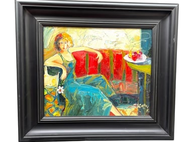 KOETS SIGNED OIL PAINTING WOMAN RECLINING 33"
