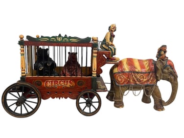 VINTAGE BARNUM & BAILEY CIRCUS WAGON W ANIMALS 35"