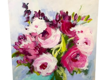 HAND PAINTED FLORAL BOUQUET ACRYLIC ON CANVAS 30"