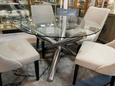 MODERN TUBULAR STAINLESS STEEL TABLE 48"