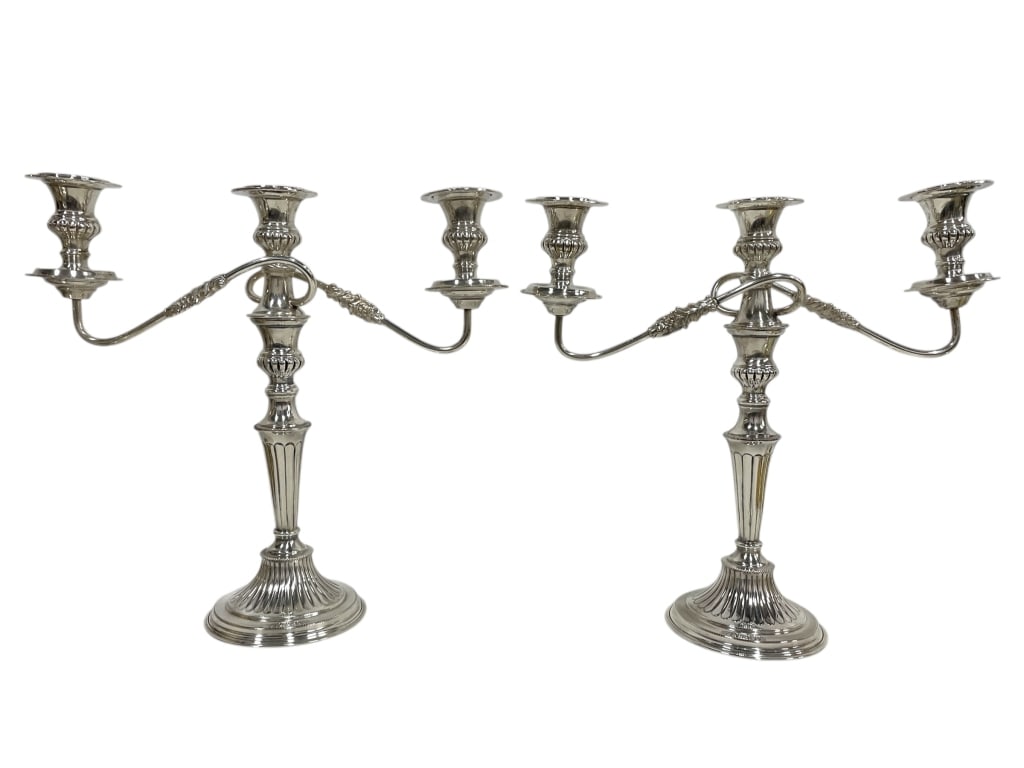 PAIR OF SHEFFIELD SILVER THREE-LIGHT CANDELABRAS (1 of 7)
