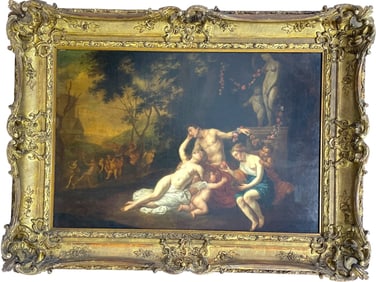 ANTIQUE OLD MASTER OIL PAINTING VENUS & ADONIS 28"