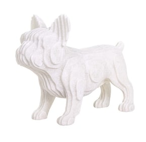 FRENCH BULLDOG WHITE QUARTZ SAND SCULPTURE 9"