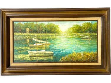 MID-CENTURY LANDSCAPE OIL PAINTING 31"