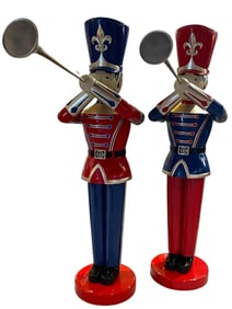 PAIR OF LIFE-SIZE TRUMPETING SOLDIER STATUES 6 FT!