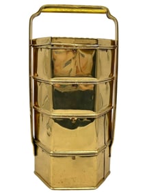 VINTAGE ASIAN BRASS TIFFIN CARRIER 16"
