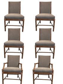 6 MCGUIRE BAMBOO RATTAN DINING CHAIRS