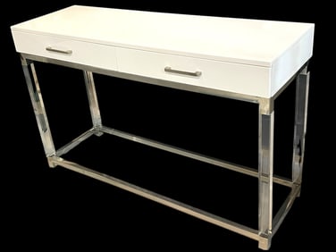 MODERN LUCITE & LACQUERED WHITE CONSOLE TABLE 48"