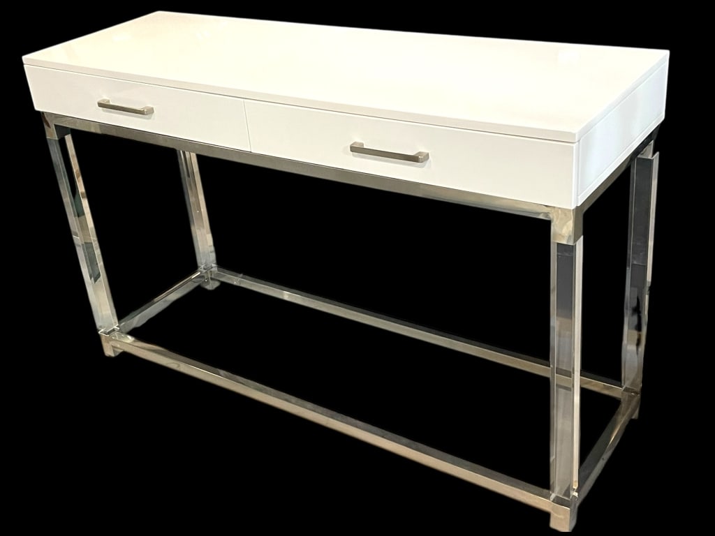 MODERN LUCITE & LACQUERED WHITE CONSOLE TABLE 48" (1 of 9)