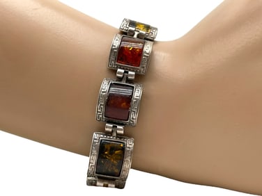 AMBER AND SILVER BRACELET