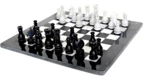 MARBLE CHESS SET BLACK & WHITE IN BOX