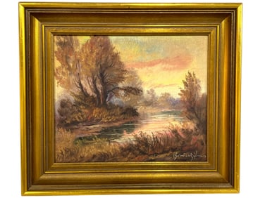 ORIGINAL VINTAGE OIL PAINTING ON CANVAS 15.5"