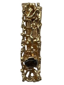 14K GOLD TIE CLIP W/ GEMSTONE 1.5" 9.82G