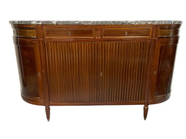 FRENCH EMPIRE STYLE MAHOGANY SIDEBOARD W MARBLE 72