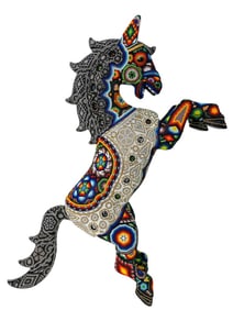 CHROMA REARING HORSE BEADED SCULPTURE 27"