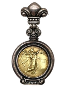 ESTI-FREDERICA 18K GOLD COIN BROOCH 31.9G