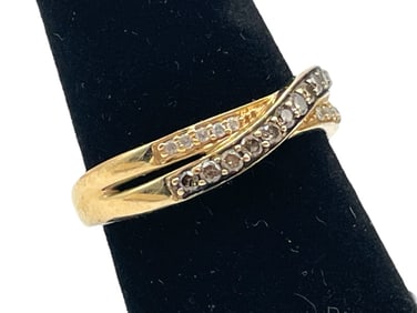 LE VIAN 14K GOLD CROSSOVER RING SZ8 2.91G