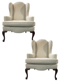 PAIR OF TRADITIONAL WINGBACK ARMCHAIRS