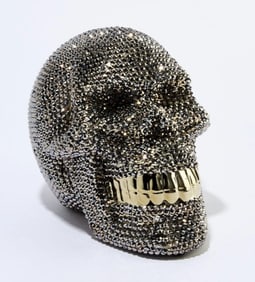Rhinestone Skull Piggy Bank - 8" Long