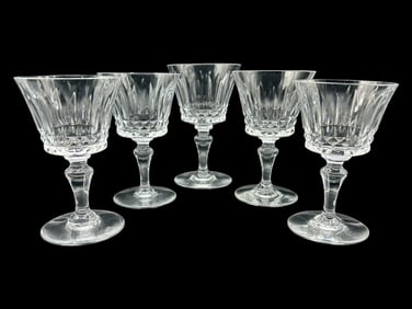 SET OF FIVE BACCARAT CUT CRYSTAL WINE GLASSES 5"
