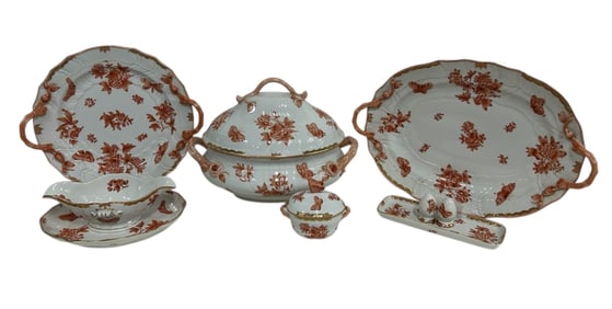 HEREND HUNGARY FORTUNA RUST SERVING SET 19"