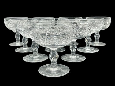 SET OF TEN WATERFORD CRYSTAL CHAMPAGNE GLASSES 5"