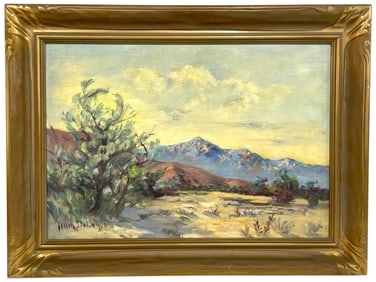 HELEN DELANGE DESERT LANDSCAPE OIL PAINTING 24"