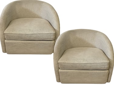 BERNHARDT MODERN BARREL BACK SWIVEL CHAIRS