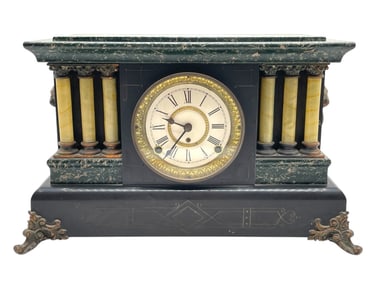 SETH THOMAS MARBLED MANTEL CLOCK 18"