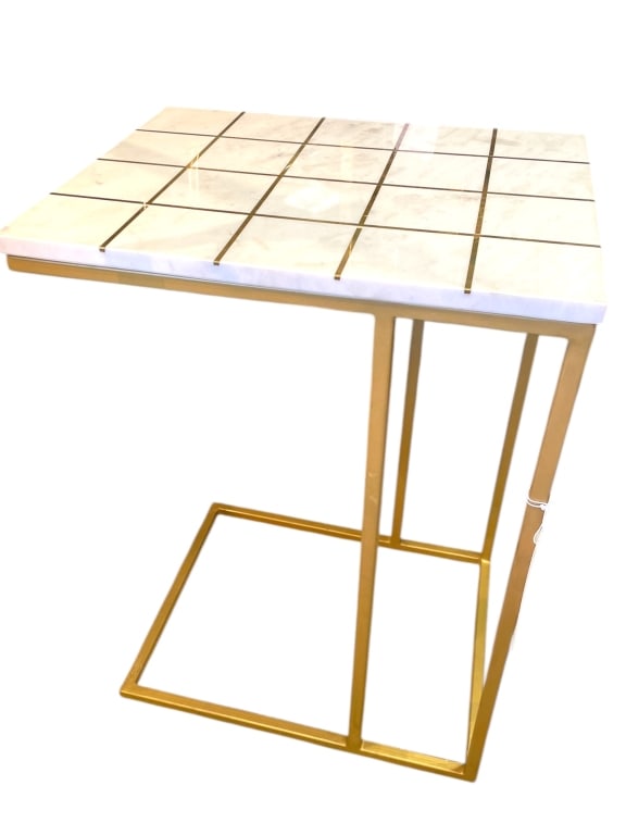 MODERN MARBLE & BRASS INLAY C-TABLE (1 of 5)