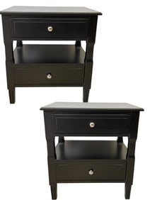 PAIR OF BLACK TWO-DRAWER NIGHTSTANDS