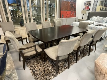 ETHAN ALLEN CONTEMPORARY DINING TABLE & 10 CHAIRS