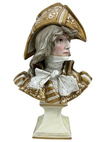 PORCELAIN BUST OF A FRENCH SOLDIER 12.5"